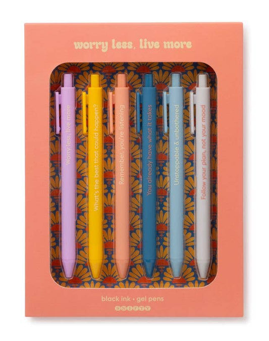 Worry Less, Live More Quotable Gel Pen Set