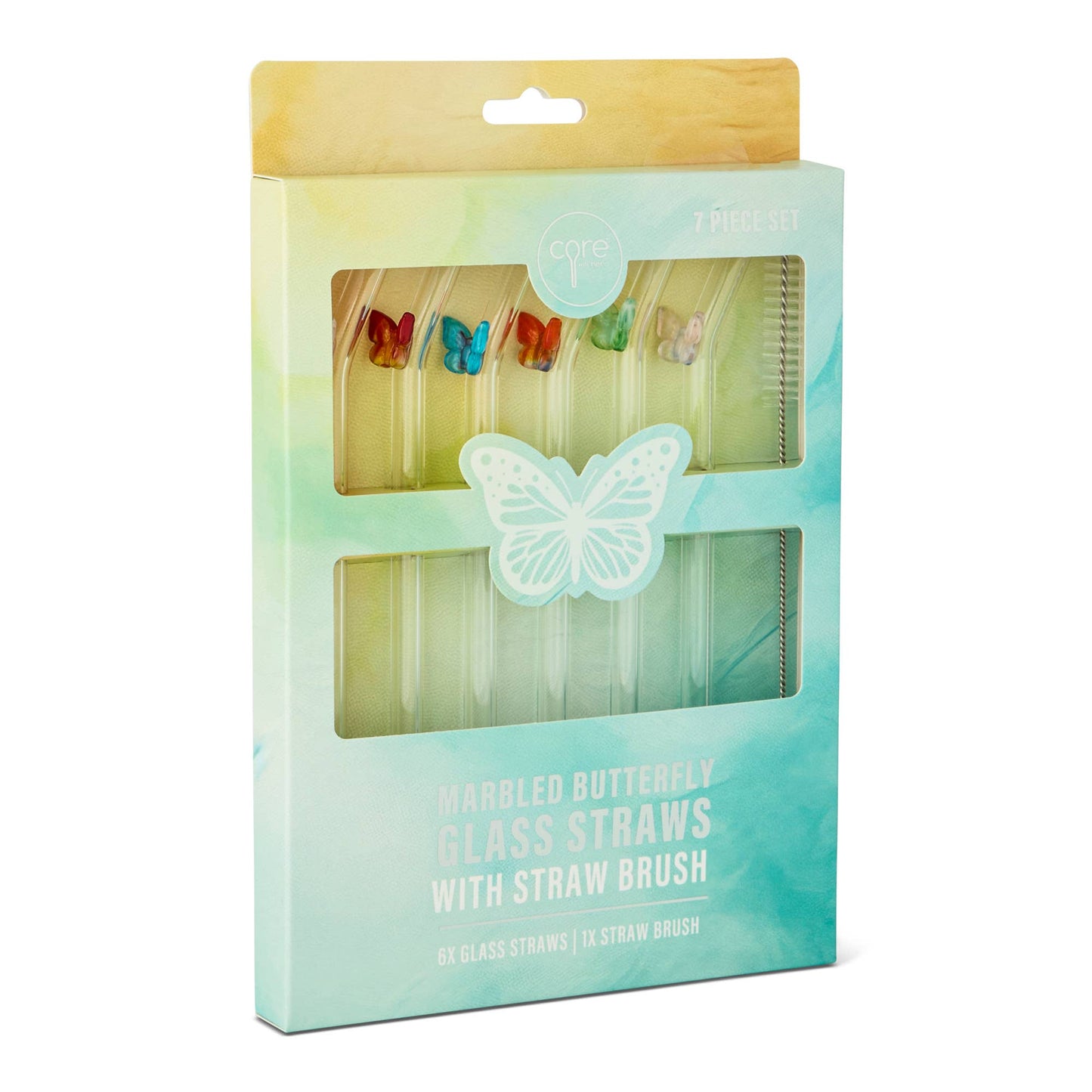 7pk Glass Icon Straw Set