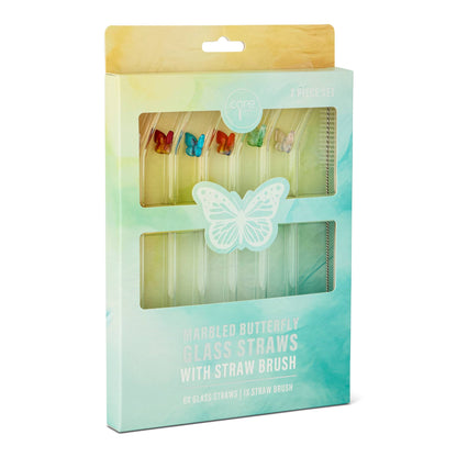 7pk Glass Icon Straw Set