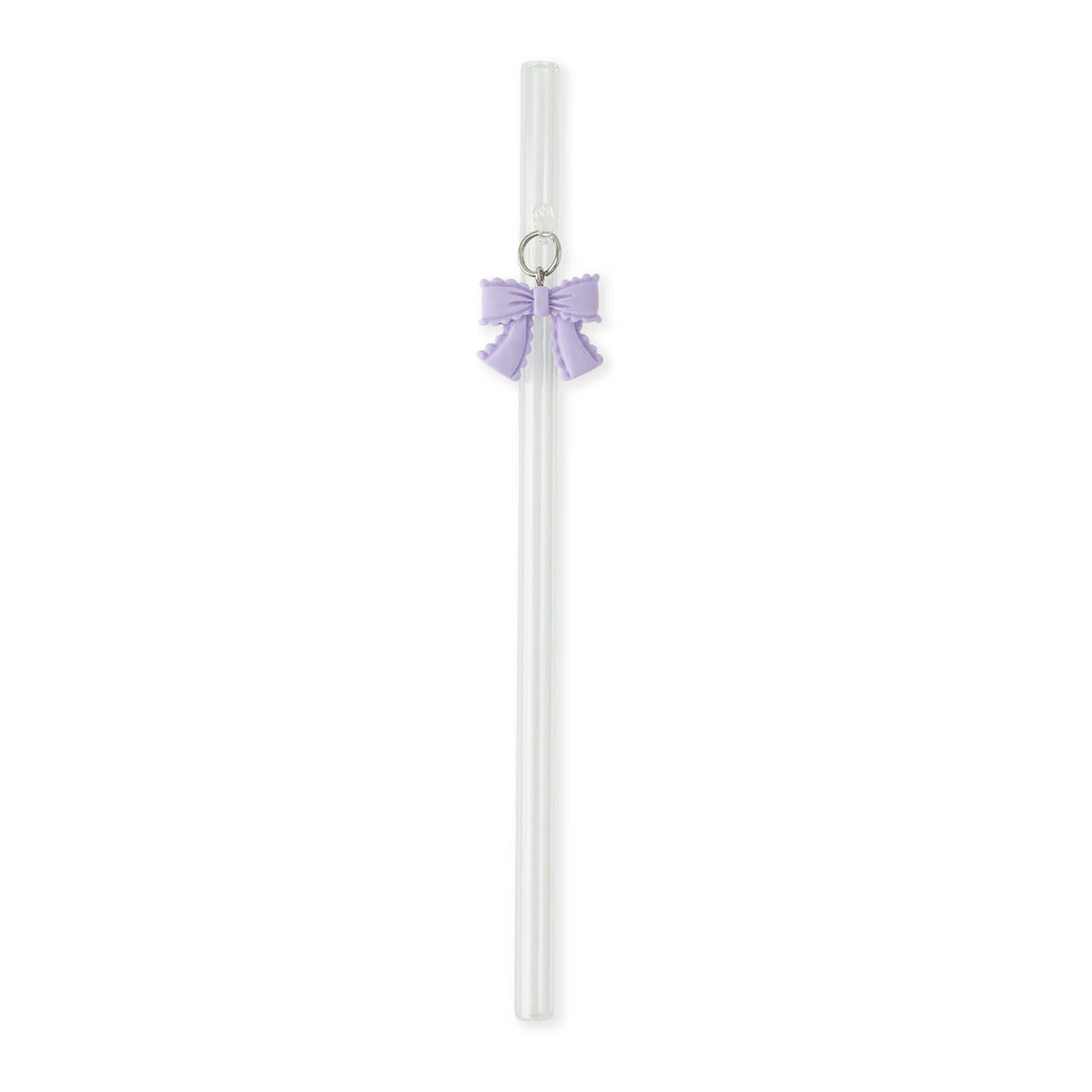 7pk Glass Straw Set - Hanging Pastel Bow
