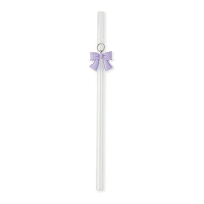 7pk Glass Straw Set - Hanging Pastel Bow