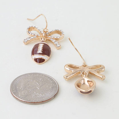 Game Day Rhinestone Bow Football Earrings