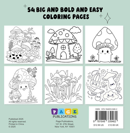 Mushrooms Bold and Easy Coloring Book