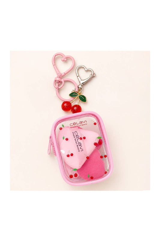 Sweet Cherry Velvet Powder Puff Set (4 Piece)