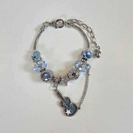 Guitar Blues Charm Bracelet