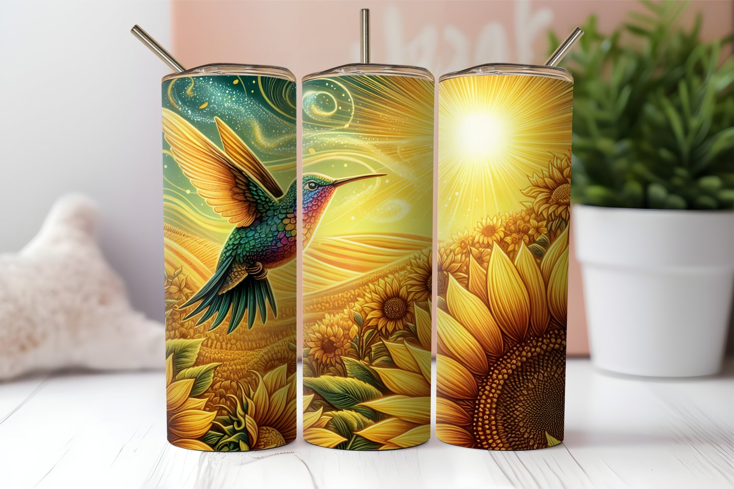 Hummingbird w/Sunflowers, 20oz tumbler