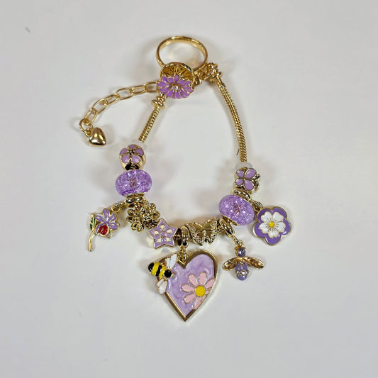 Purple Floral w/ Matching Spinner Ring