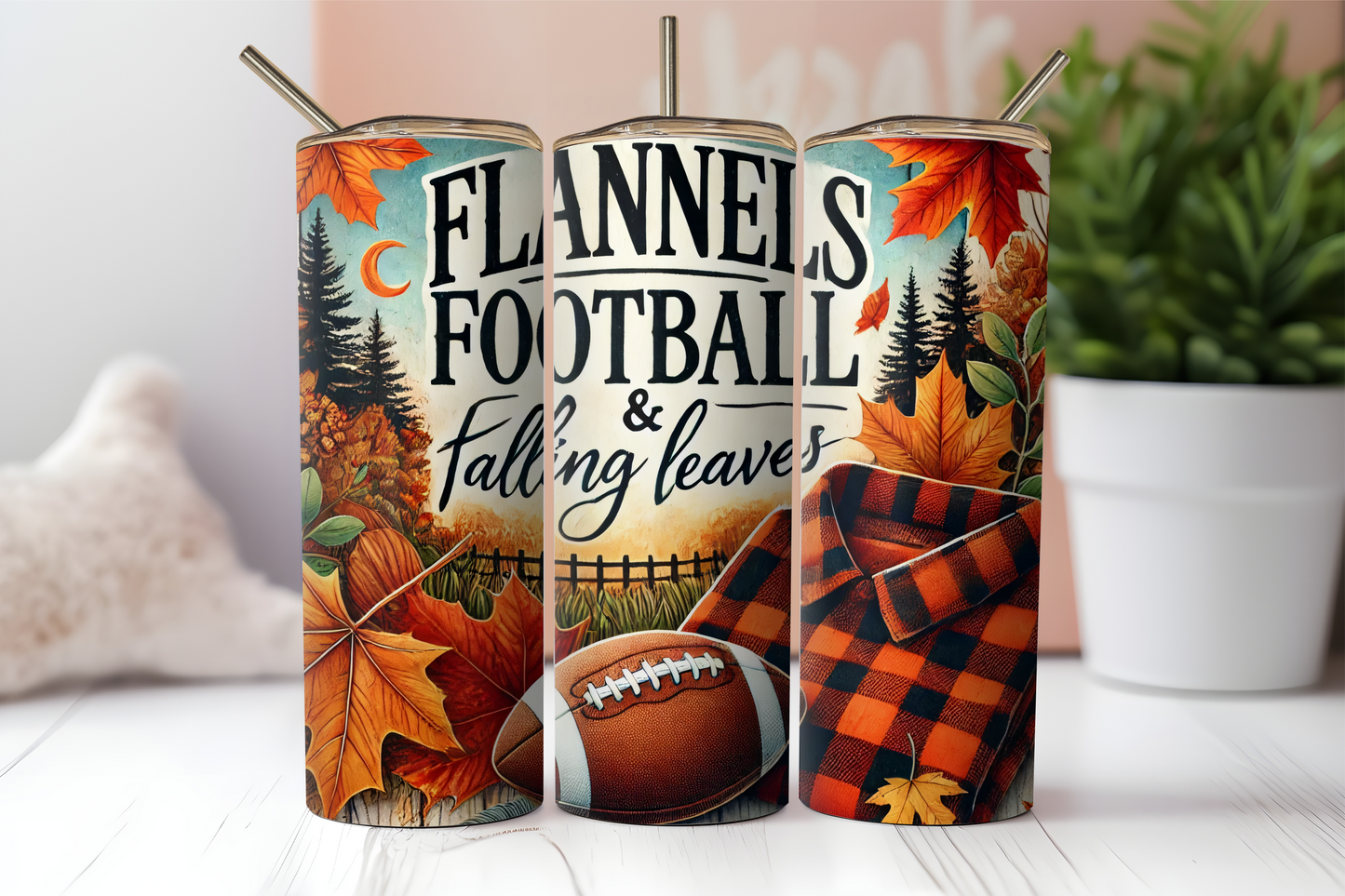 Flannels, Football, Falling Leaves, 20oz tumbler