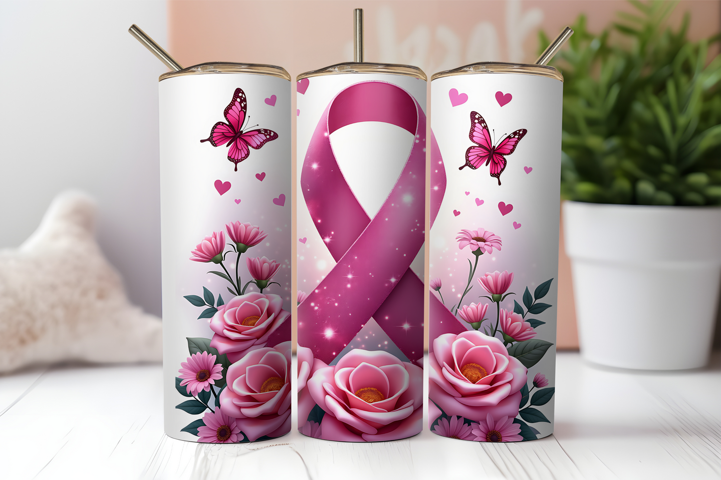 Pink Ribbons, 20oz tumbler