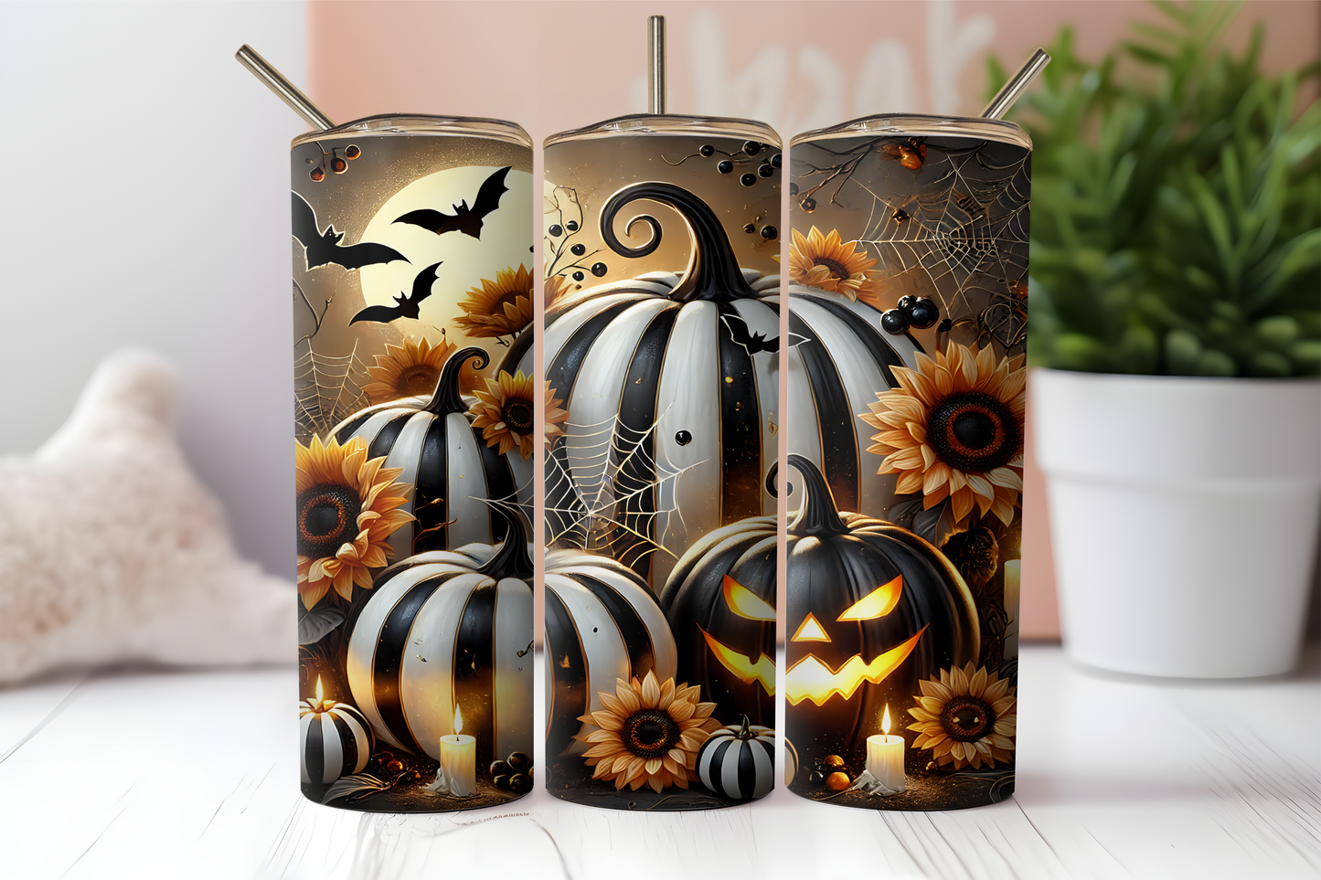 Black & White Pumpkins, 20oz tumbler