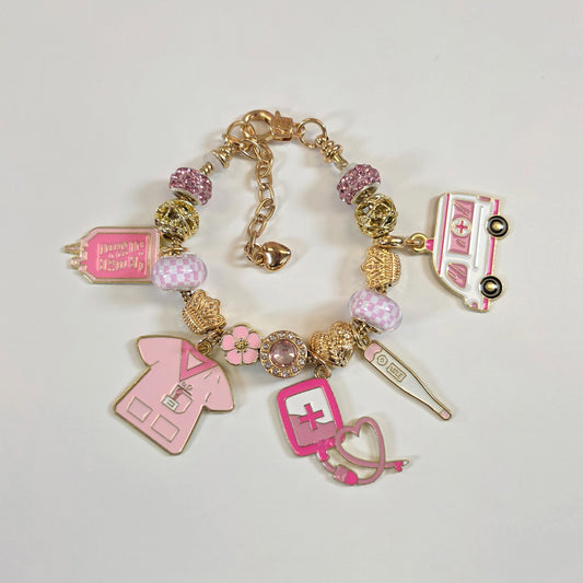 Pink Medical Charm Bracelet