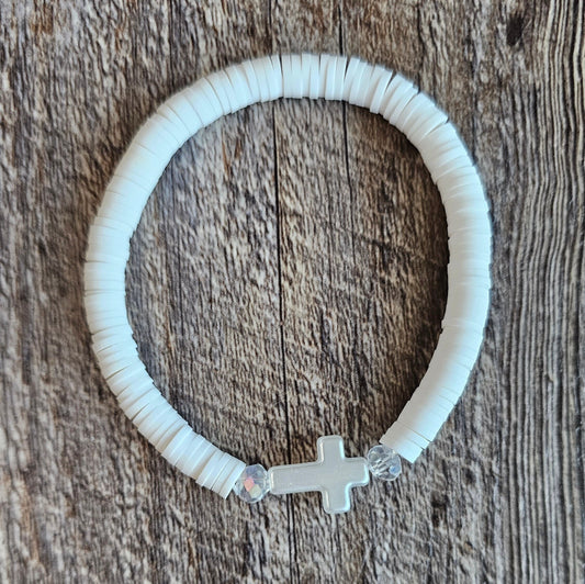 White Cross Bracelet